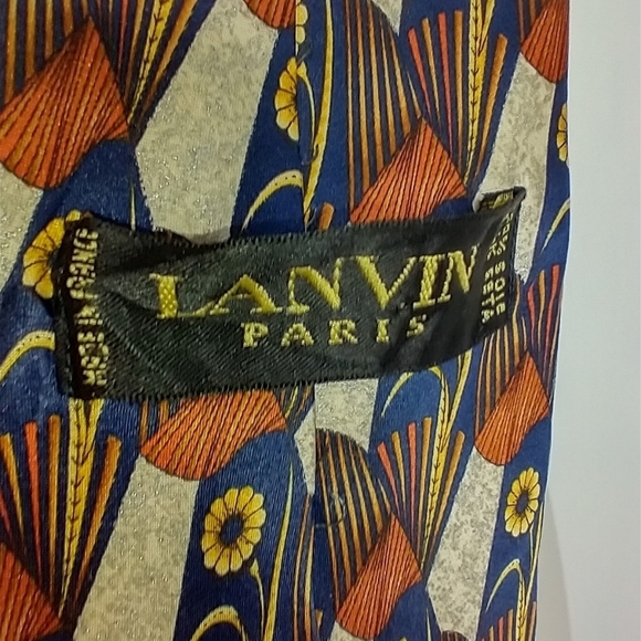 VINTAGE LANVIN PARIS SILK NECK TIE - Picture 4 of 5